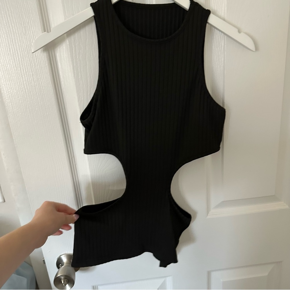 Black Cutout Tank Top